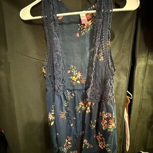 No Boundaries Navy Floral Sheer Vest